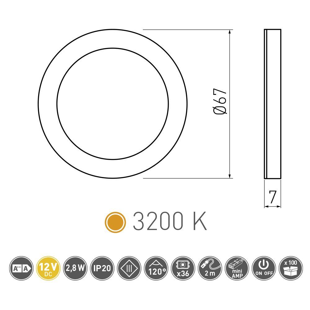 Точечный накладной светодиодный светильник Castello 12V, 2,8W 36 диод, теп, алюм GTV 8902 - фото 2