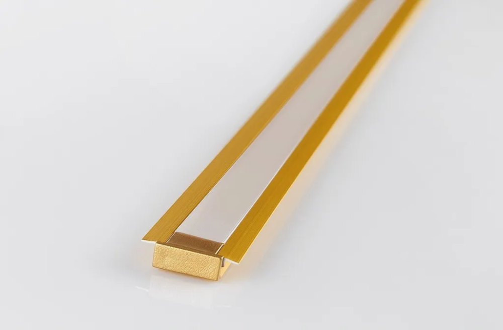 Профиль врезной LR37-MGL 22*6*2000 алюм. в комплекте с мат. экраном, 2 заглушки и 2 крепежа, золото Led Crystal, цвет матовый
