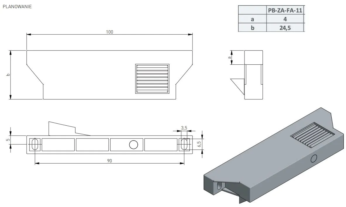 Поводок для внутреннего ящика 11 мм (для AxisPro и Modern Box Pro), белый  PB-ZA-FA-11-10 купить в Санкт-Петербурге - GTV-Меридиан