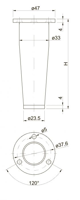 Ножка мебельная B103 h-120мм, хром, 100кг GTV 11433 - фото 2