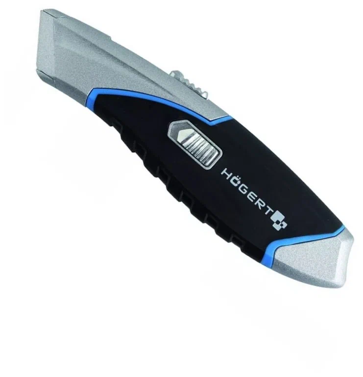 Нож с выдвижным трапециевидным лезвием 19мм Hoegert technik, цвет серый/черный HT4C620 12153 - фото 2