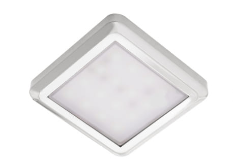 Точечный накладной светодиодный светильник квадратный 53x53x7.5мм, 12V, 2W, 3000K, 150лм, холодный белый, IP20, хром Led Crystal, цвет 6500