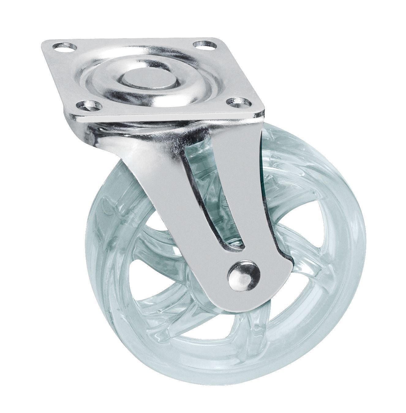 Мебельное колесо, d=50 мм, без стопора, силиконовое прозрачное (km-b050mm-00)