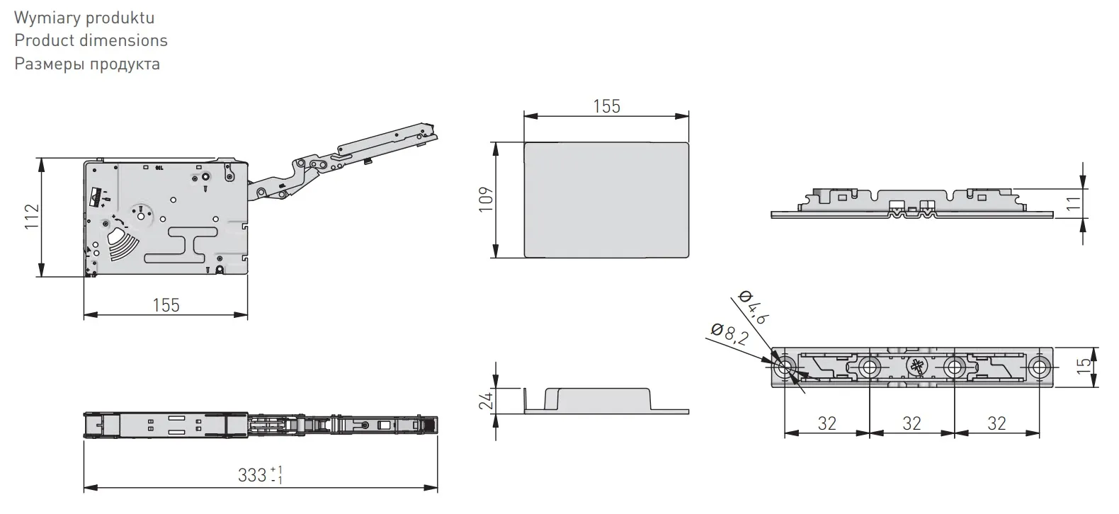 Подъёмник HORIZON soft close, средний коэффициент подъемной силы 1100-2250,  высота фасада 300-650 мм, белый PD-H-MEDIUM-10 купить в Санкт-Петербурге -  GTV-Меридиан