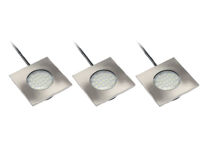 Комплект из 3-х точечных встраиваемых светодиодных светильников MARBELLA PLUS 3*1,5W, 220V, холодный свет GTV