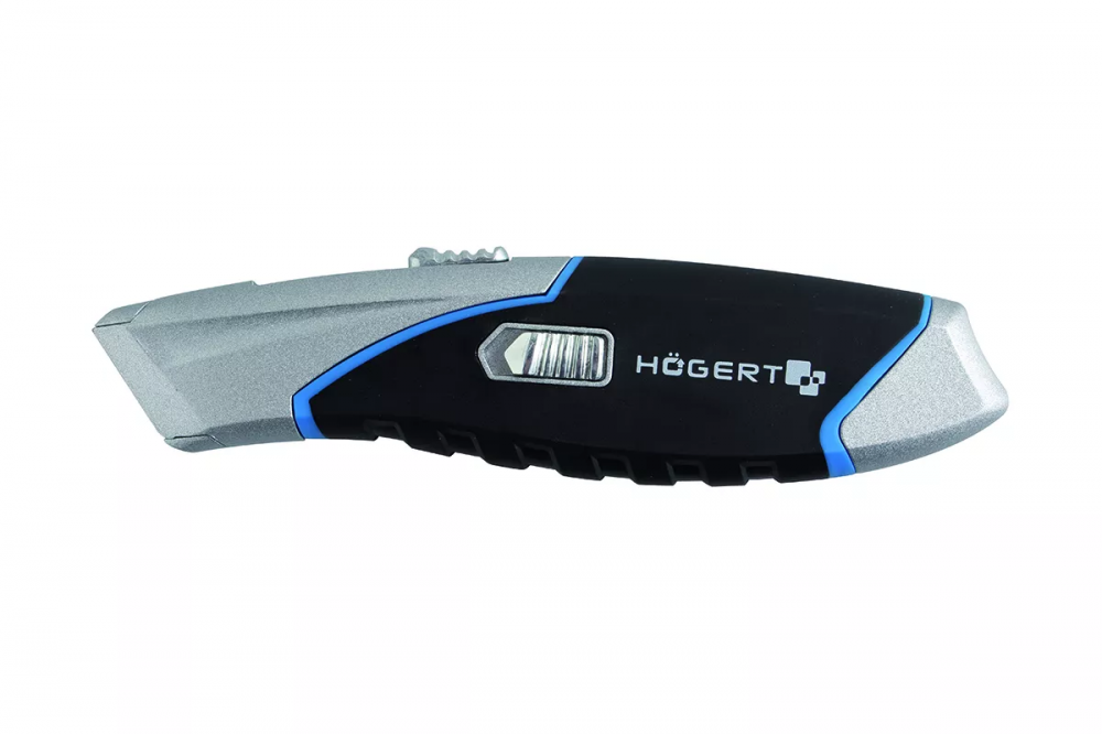 Нож с выдвижным трапециевидным лезвием 19мм Hoegert technik, цвет серый/черный HT4C620 12153 - фото 1