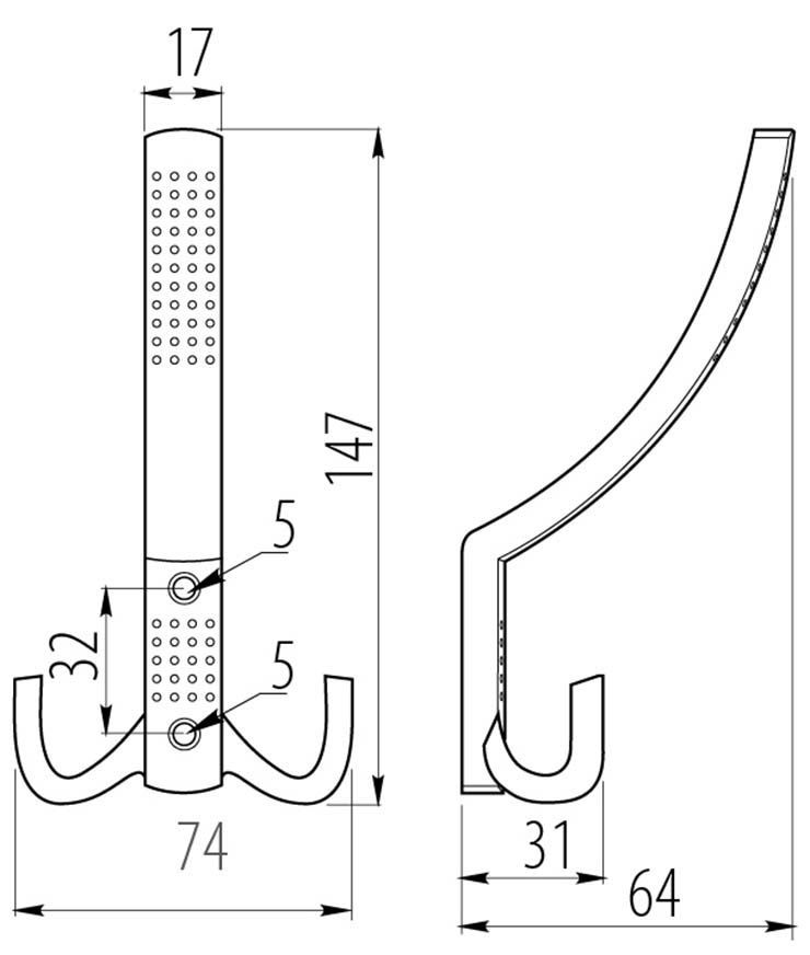 Крючок мебельный WZ-A0-К23-20 черный GTV 15703 - фото 2