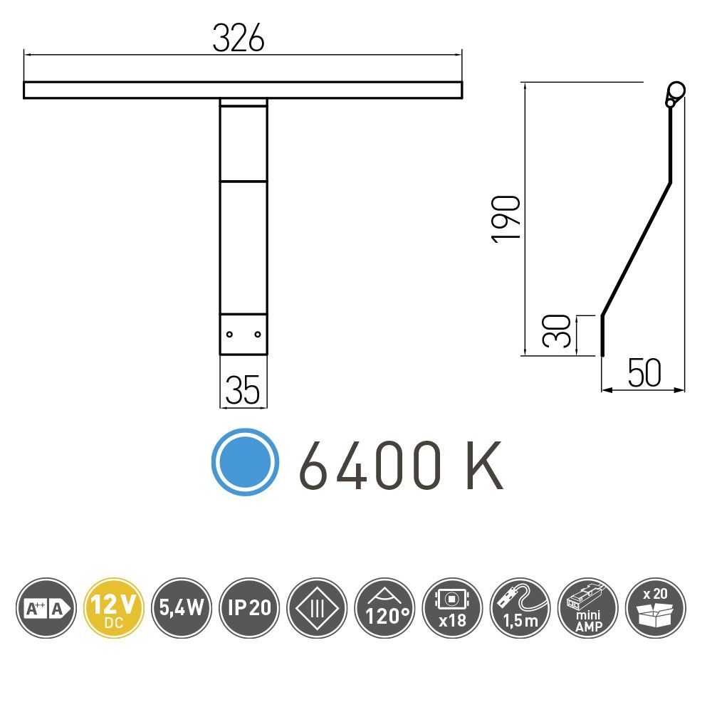 Точечный навесной светодиодный светильник Abella 5,4W, 12V, холодный свет  LD-AB18ZB-53 купить в Санкт-Петербурге - GTV-Меридиан