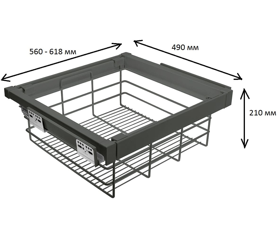 Корзина для белья WG-KOSZ60-60, в модуль 600 мм, графит, с доводчиком, полного выдвижения GTV 16570 - фото 2