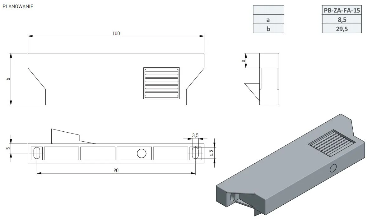 Поводок для внутреннего ящика 15 мм (для Modern Box) GTV, цвет серый PB-ZA-FA-15 25444 Поводок для внутреннего ящика 15 мм (для Modern Box) - фото 3