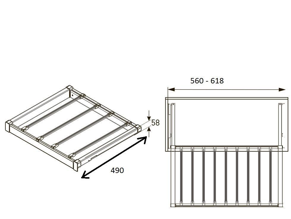 Вешалка для брюк полного выдвижения верхнего крепежа 340х460х110 ww wspp00 01