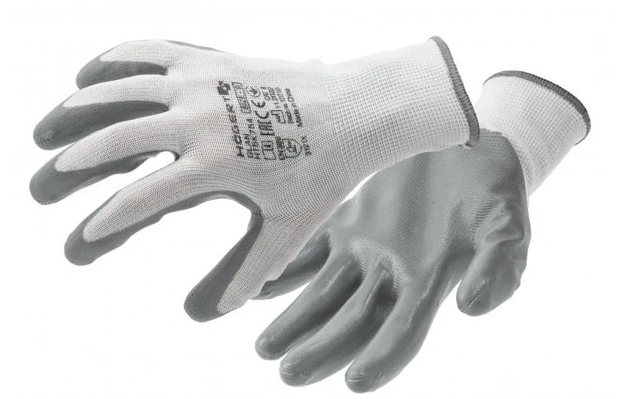 Перчатки рабочие с нитриловым покрытием GLAN размер 10 Hoegert technik, цвет белый/серый