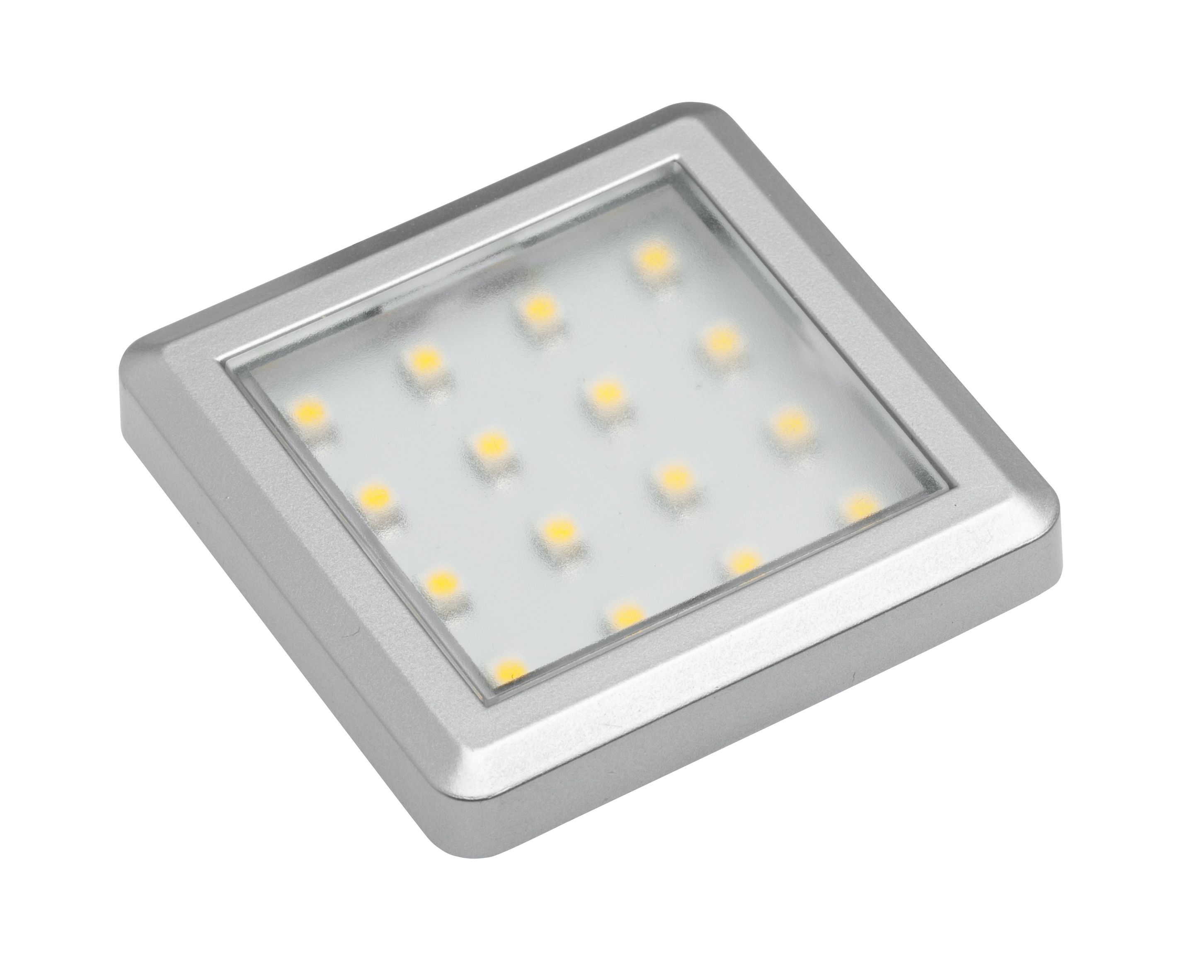 Точечный накладной светодиодный светильник Estella, квадрат, 12V, 1, 2W, 16 диодов, теплый свет, алюминий GTV