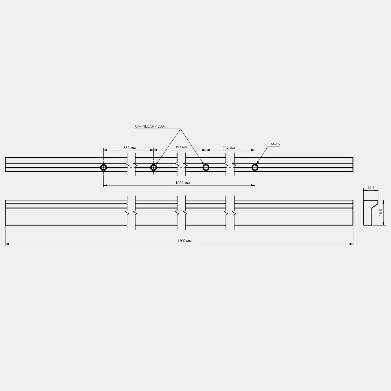 Ручка мебельная алюминиевая PILLAR L-1200 мм, белый матовый GTV UA-PILLAR-1200-10M 26128 - фото 2