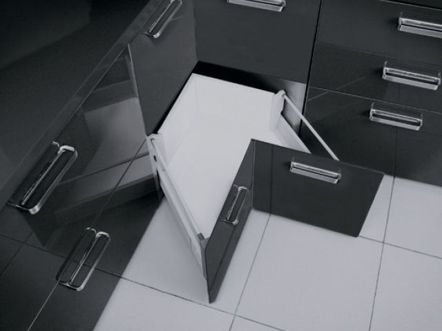 Модерн Бокс для угловых кухонных шкафов L-600 мм, высокий, H-199 мм (1 рейлинг), серый GTV
