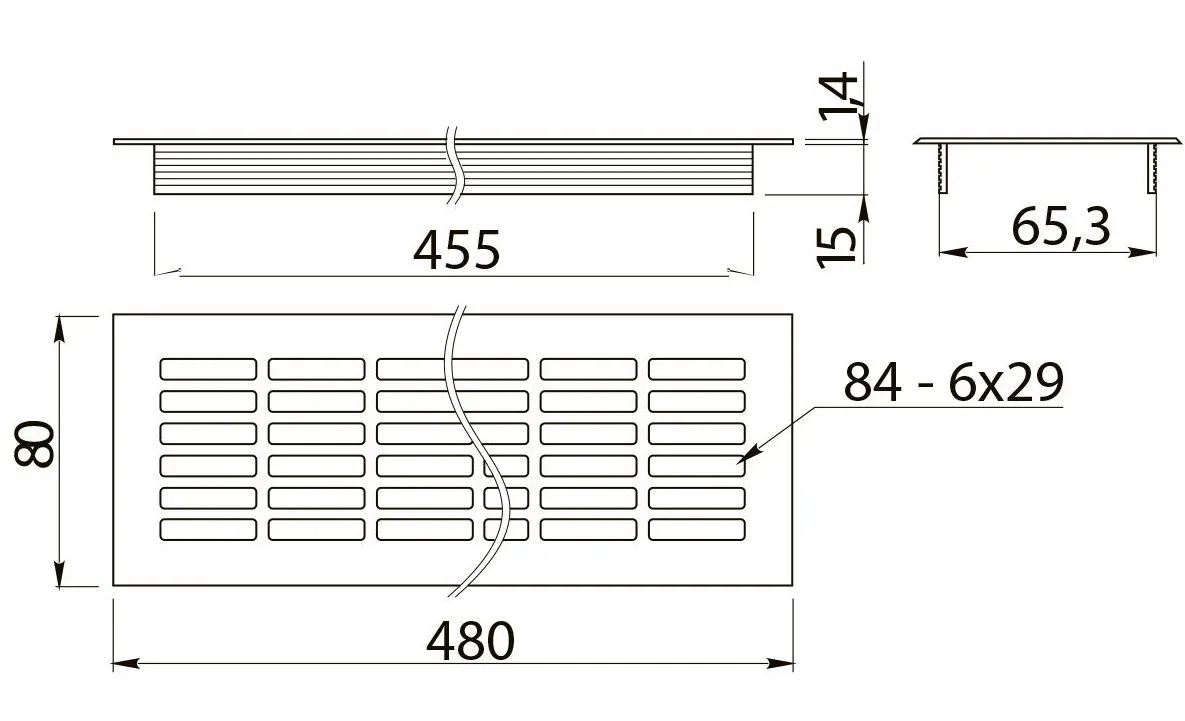Решетка вентиляционная 480х80 мм, светлый антрацит GTV KK-W80800-24 25972 Вентиляционная решетка алюминий - фото 2