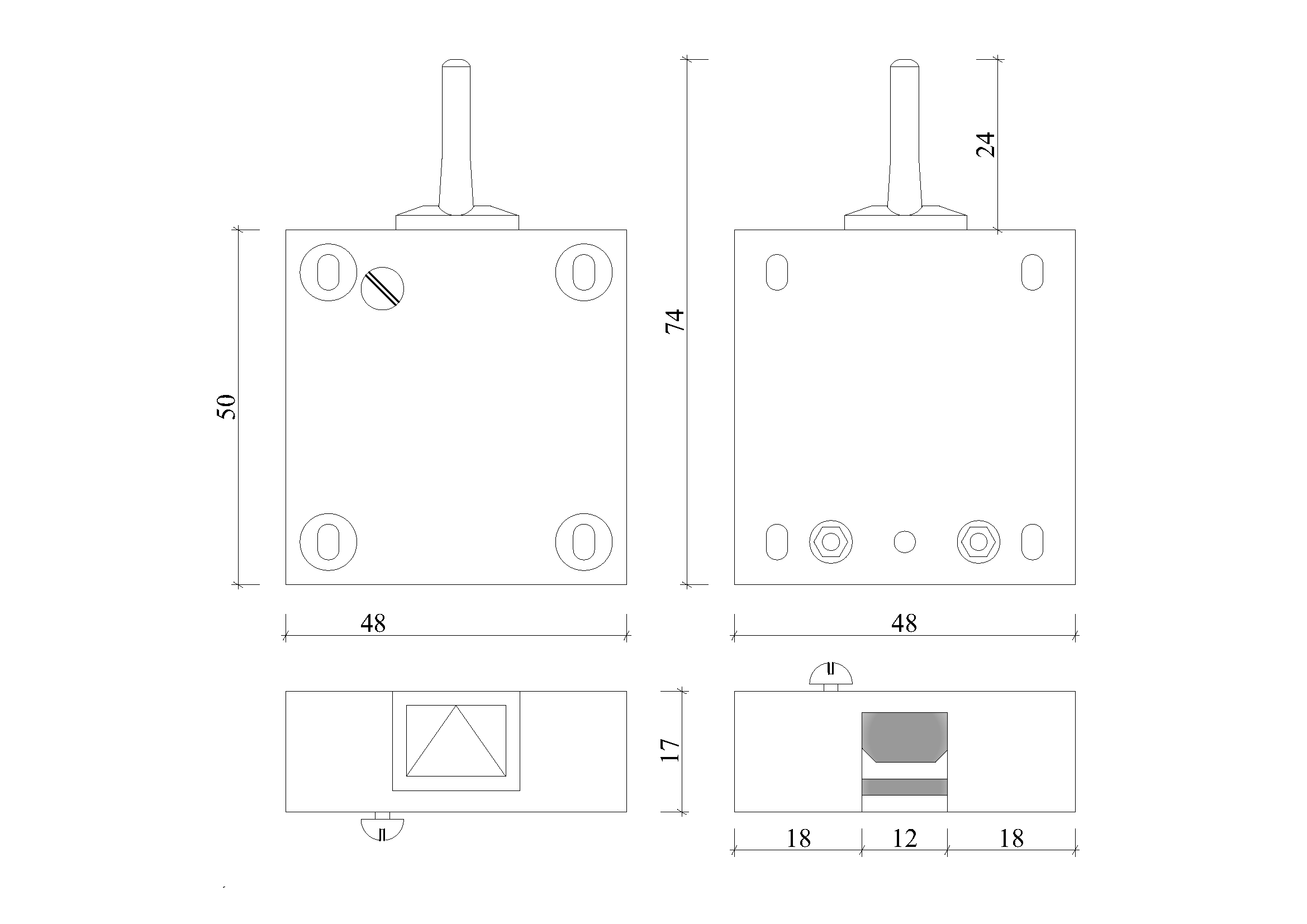 Выключатель мебельный для распашной двери 4313, 250B, 2A, норм-замкнут, черный, 74х48х17 мм GLS 18694 - фото 4
