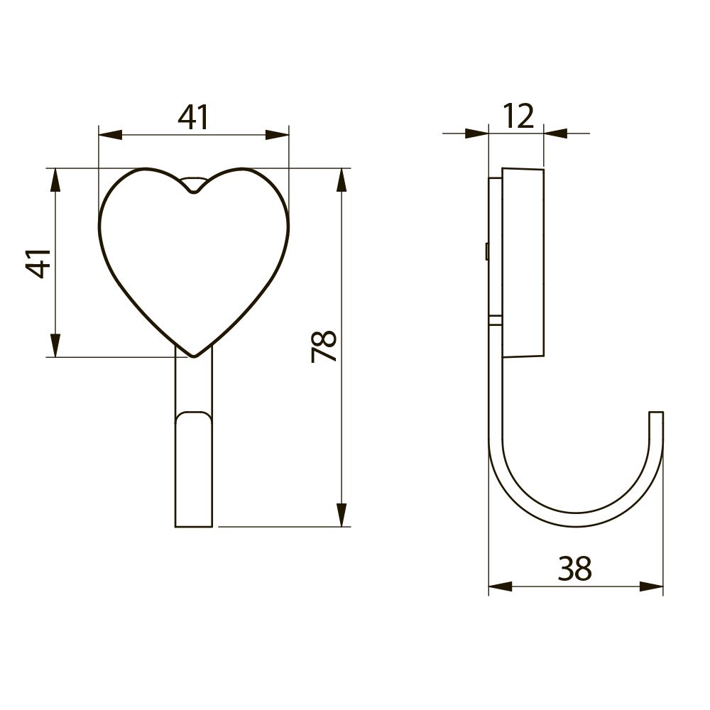Крючок мебельный WM-HEART сердце, розовый GTV 17436 - фото 2
