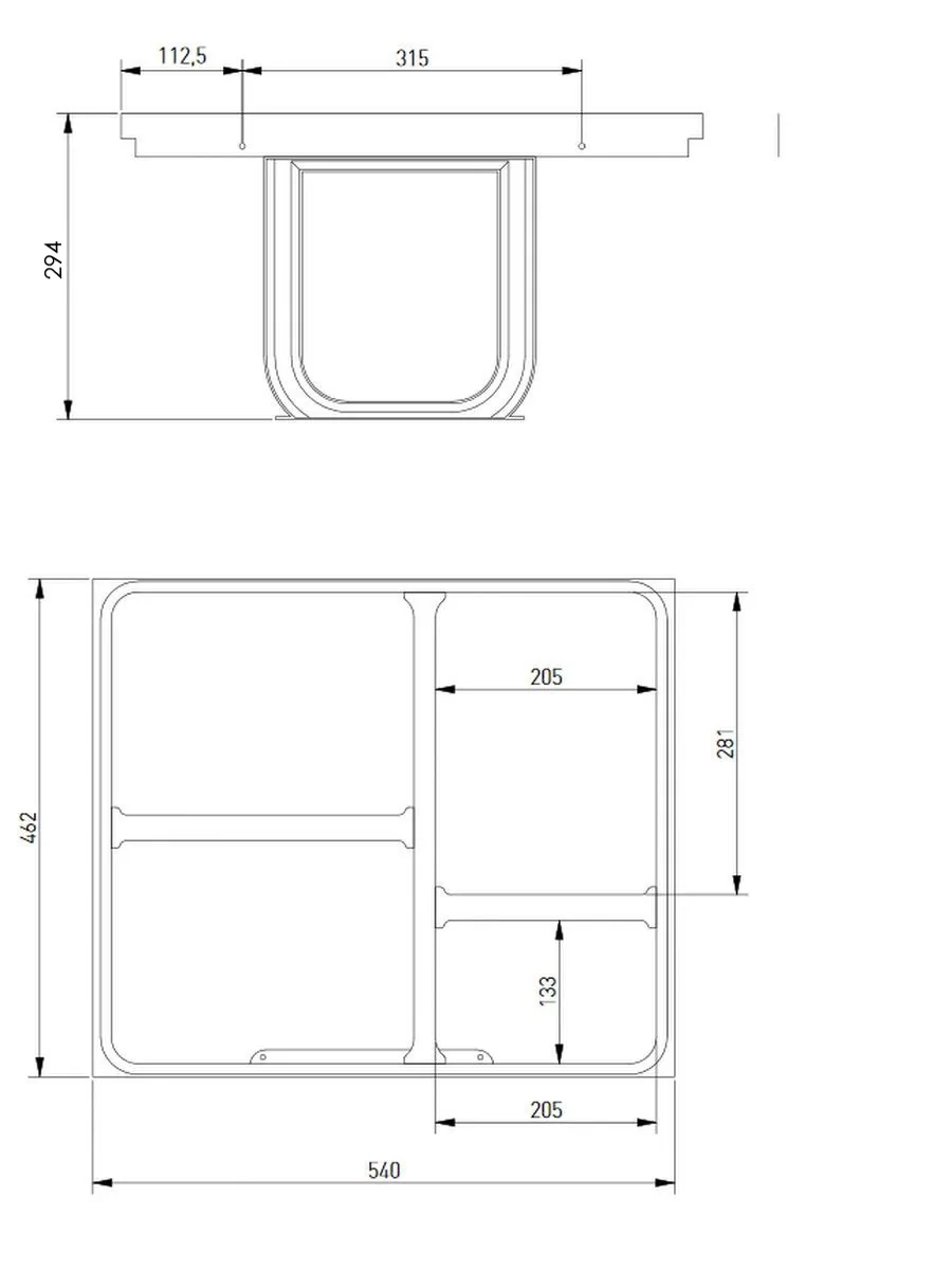 Комплект вёдер МУЛЬТИНО NEW 600 3х15L+1х7L + каркас с креплением к фасаду,  антрацит PB-93004162601 купить в Санкт-Петербурге - GTV-Меридиан