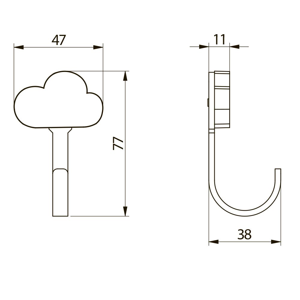 Крючок мебельный WM-CLOUD облако, серый GTV 17431 - фото 2