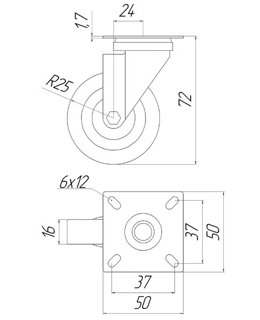Колесо мебельное GREYROLL, d-50мм, серое, без стопора KM-GREYROLL-50MM-BH  купить в Санкт-Петербурге - GTV-Меридиан