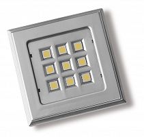 Точечный накладной светодиодный светильник Vincente, квадрат, 12V, 9 диодов, теплый свет, алюминий